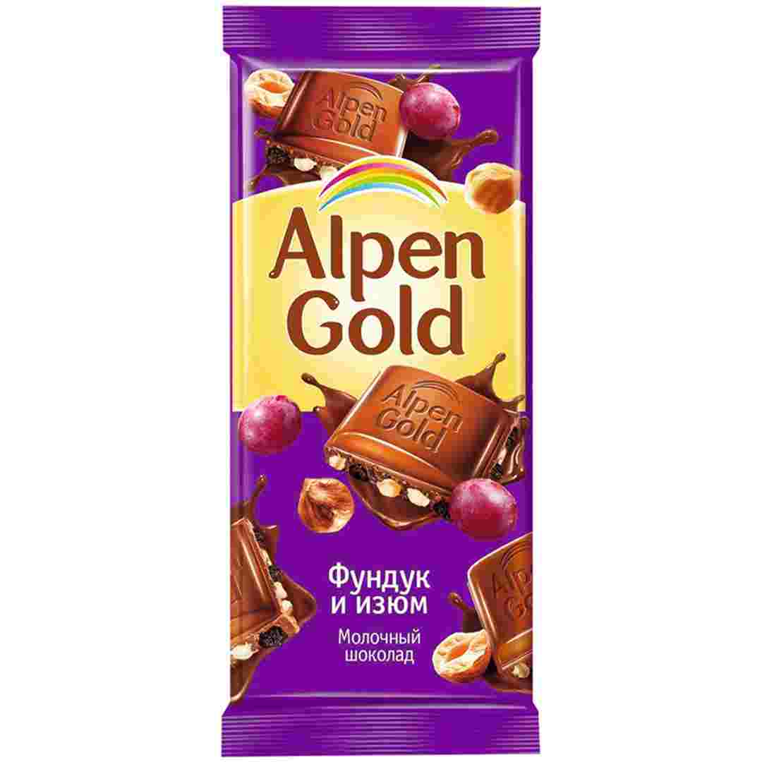 Шоколад Alpen Gold изюм,орех 85 г